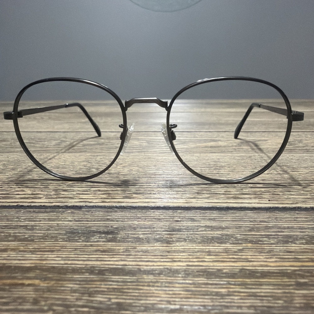 VTG Gun Metal Gray Round Eyeglass Frames ONLY Pew Titmus USA 80's/90's